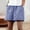 #0357-Blue, variant on Womens Linen Blend Shorts, Solid Casual Summer Bottoms, Elastic Waist Comfy Pocket Pants, Breathable 5 Inch Shorts Gift