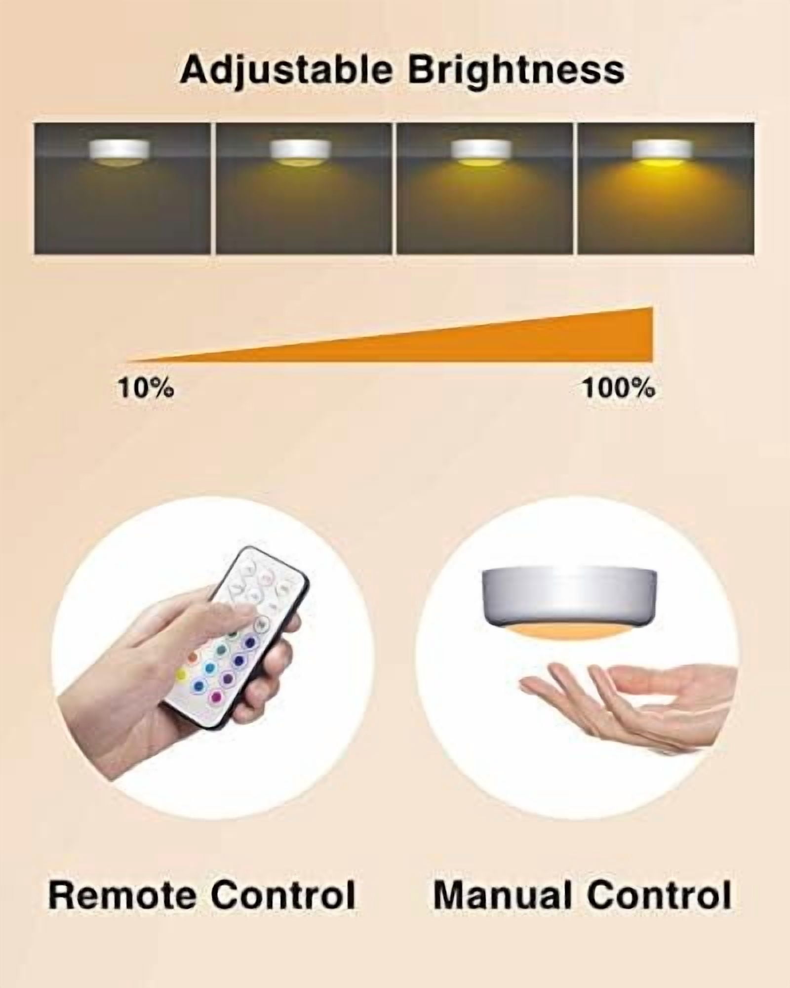 Puck Lights with Remote Control Battery Operated LED Push Lights Wireless, 13 Color RGB - for Closet, Bedroom Wall, Under Cabinet, Battery Powered ambient lighting. Convenient 3M Stick On, Black 6Pcs