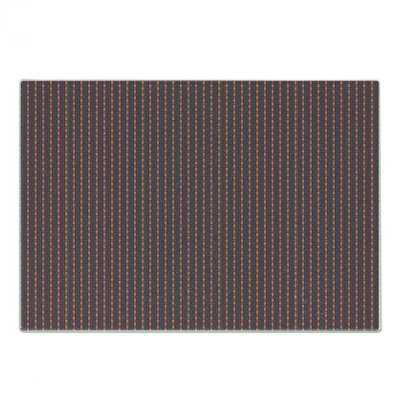 East Cutting Board, Vertical Stripes and Lattice Tile from Prehistoric Cultures, Decorative Tempered Glass Cutting and Serving Board, Small Size, Multicolor, by Ambesonne