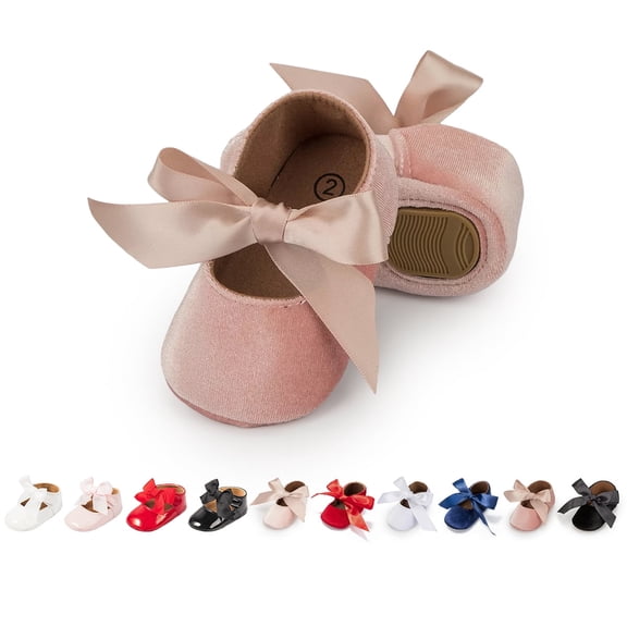 Meckior Baby Girls Dress Shoes Infant Mary Jane Bowknot Soft Sole Shoes for Newborn First Walker