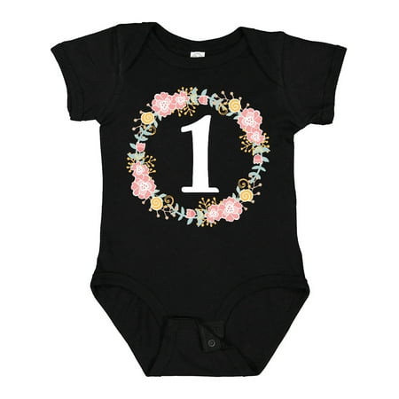 

Inktastic 1st Birthday Rose Flower Wreath Girls Gift Baby Girl Bodysuit