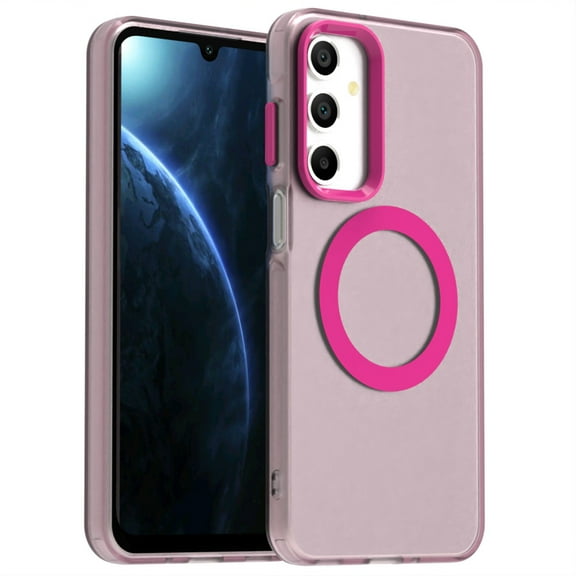 ELEHOLD Case For Samsung Galaxy S25 FE Magnetic Shockproof Case Slim Matte Transparent Rugged Cover Skin Friendy Feel Compatibel with Mag-Safe Accessories, Rose