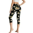 thumbnail image 2 of SCRAWLGOD Daisy Frog Black Capri Leggings for Women Slim Soft High Waisted Capri Yoga Leggings with Pockets for Women Lightweight Casual Tummy Control Yoga Pants, XS, 2 of 7