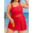 thumbnail image 4 of Asoul Plus Size One Piece Swimsuit Swim Dress Mesh Cutout Skirt Bathing Suits Women Side Split Modest Swim Suits, 4 of 7