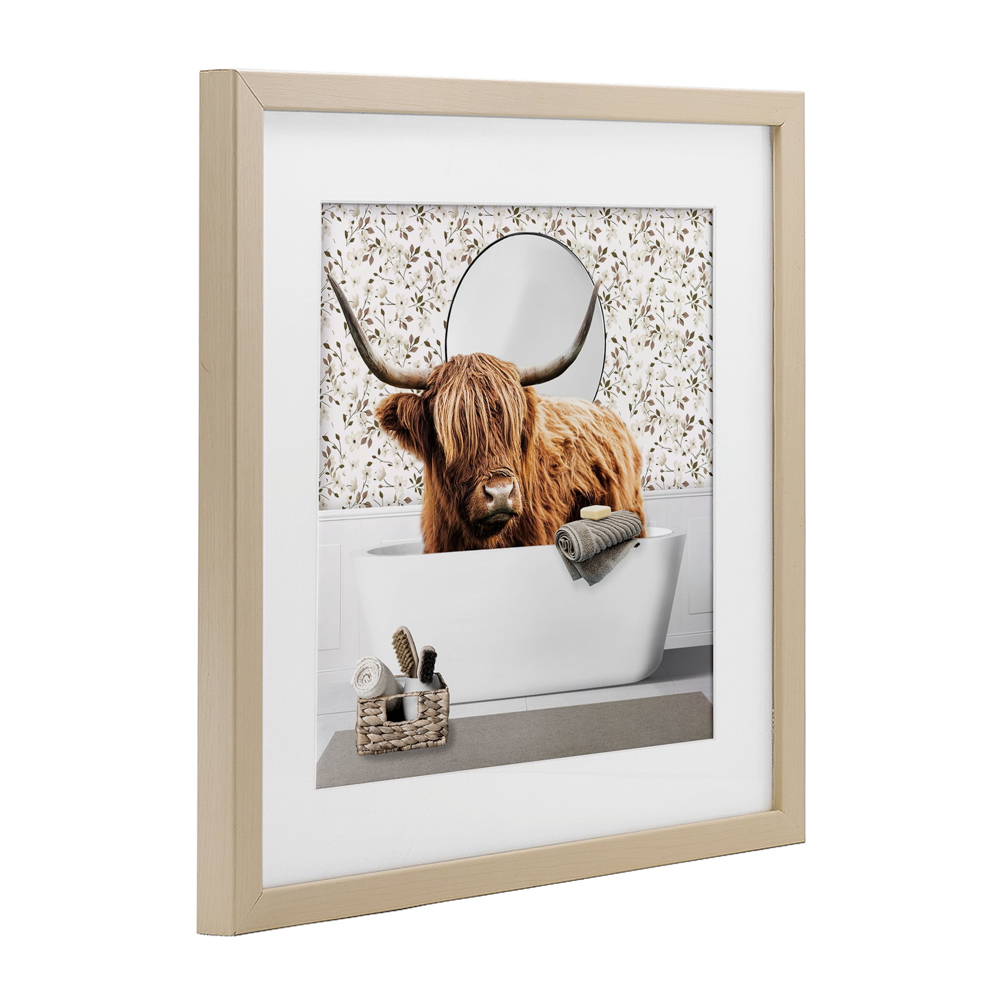 Stupell Industries Boho Cattle Bath Time Birch Framed Print Under Glass, design by CAD Designs