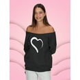 thumbnail image 4 of Heart Shape Off shoulder sweatshirt Heart Black XX-Large, 4 of 6