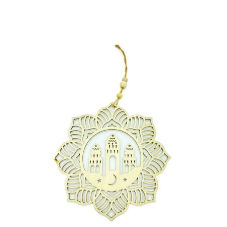 

FAIOIN Eid Mubarak Ramadan Decorations Wooden Hanging Pendant Plaque Sign Islam Decor