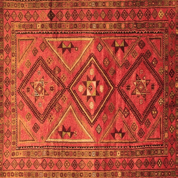 Ahgly Company Indoor Square Southwestern Orange Country Area Rugs, 5' Square