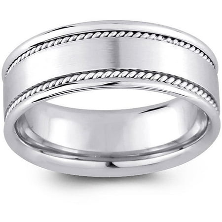 Dimaya 14k White Gold Womens And Mens Detail Comfort Fit Wedding