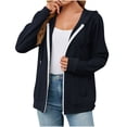 thumbnail image 5 of Lovskoo Women's Zipper Sweatshirt Hoodie with Pocket Long Sleeve Loose Jacket Outerwear Coat Navy, 5 of 7