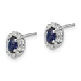 thumbnail image 2 of Auriga Fine Jewelry 10K White Gold Diamond and Sapphire Oval Halo Stud Earrings for Women (L- 0.28 inch, W- 0.24 inch), 2 of 5