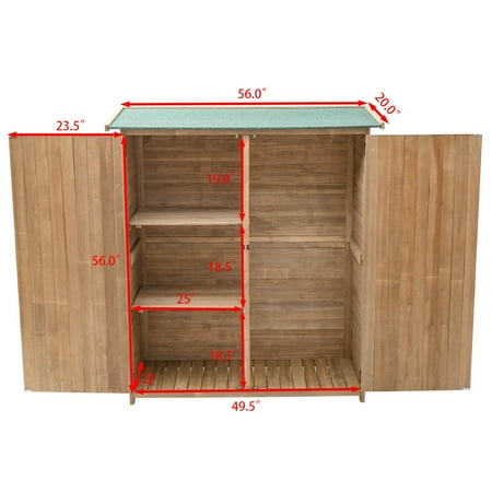 Gymax Garden Outdoor Wooden Storage Shed Cabinet Double 