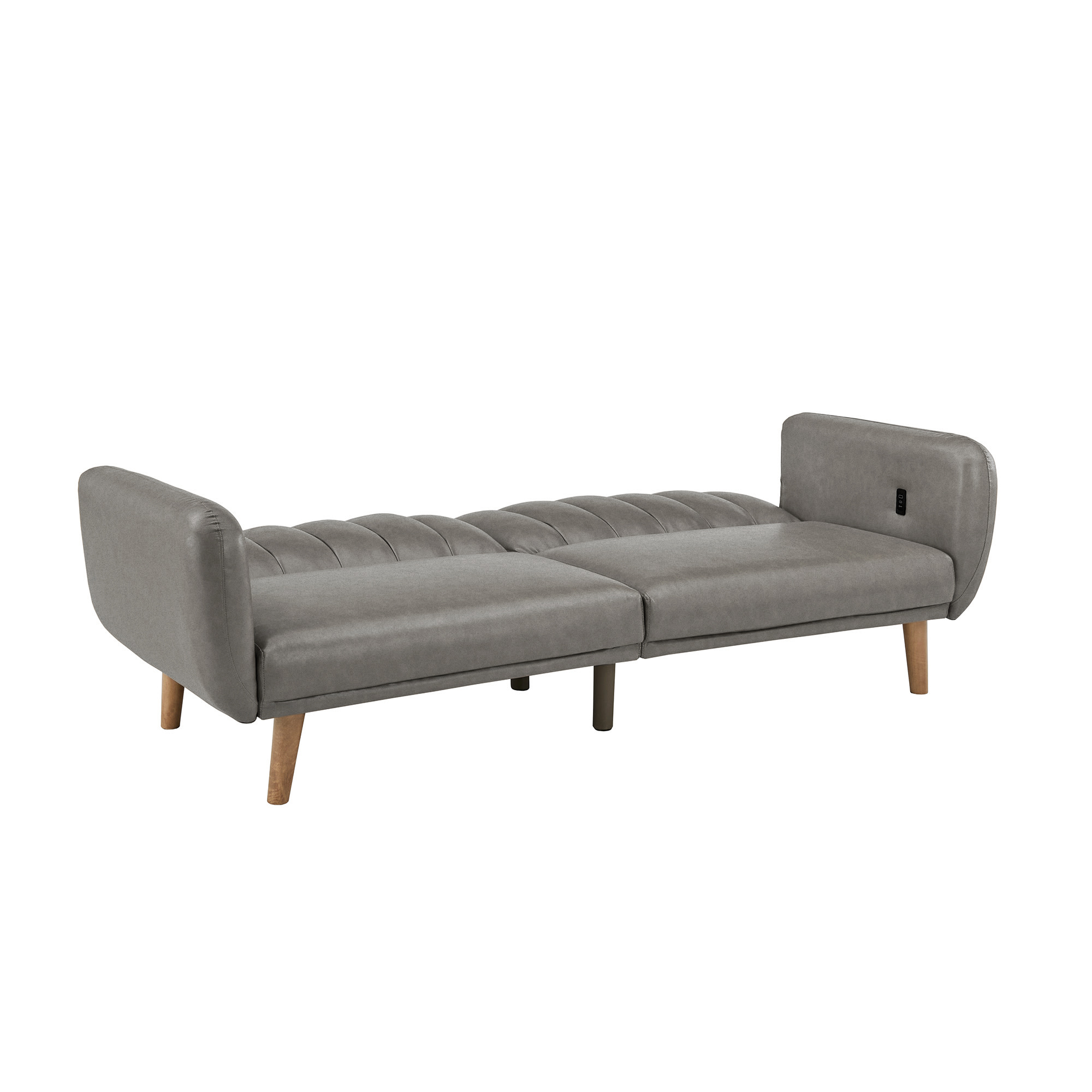 Weston Home Fosnavag Upholstered Convertible Split-Back Futon Sofa Bed with USB Charging Ports, Gray