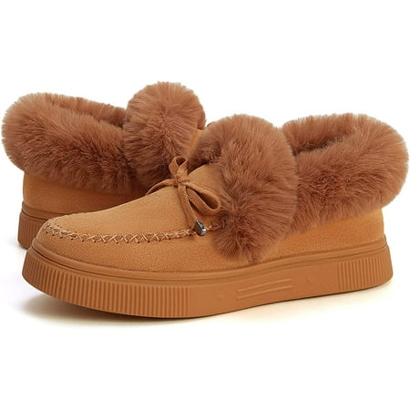 

CHENXINGYGG Winter Flat Boots Warm Durable Shoes Casual Fashion Fur Lining Ankle Snow Boots Loafer Flats Platform Thick Plush Shoes for Women