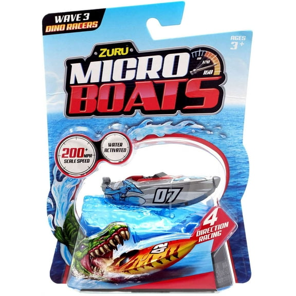 Micro Boats Wave 3 Dino Racers Silver #07 Speedboat (Water Activated!)