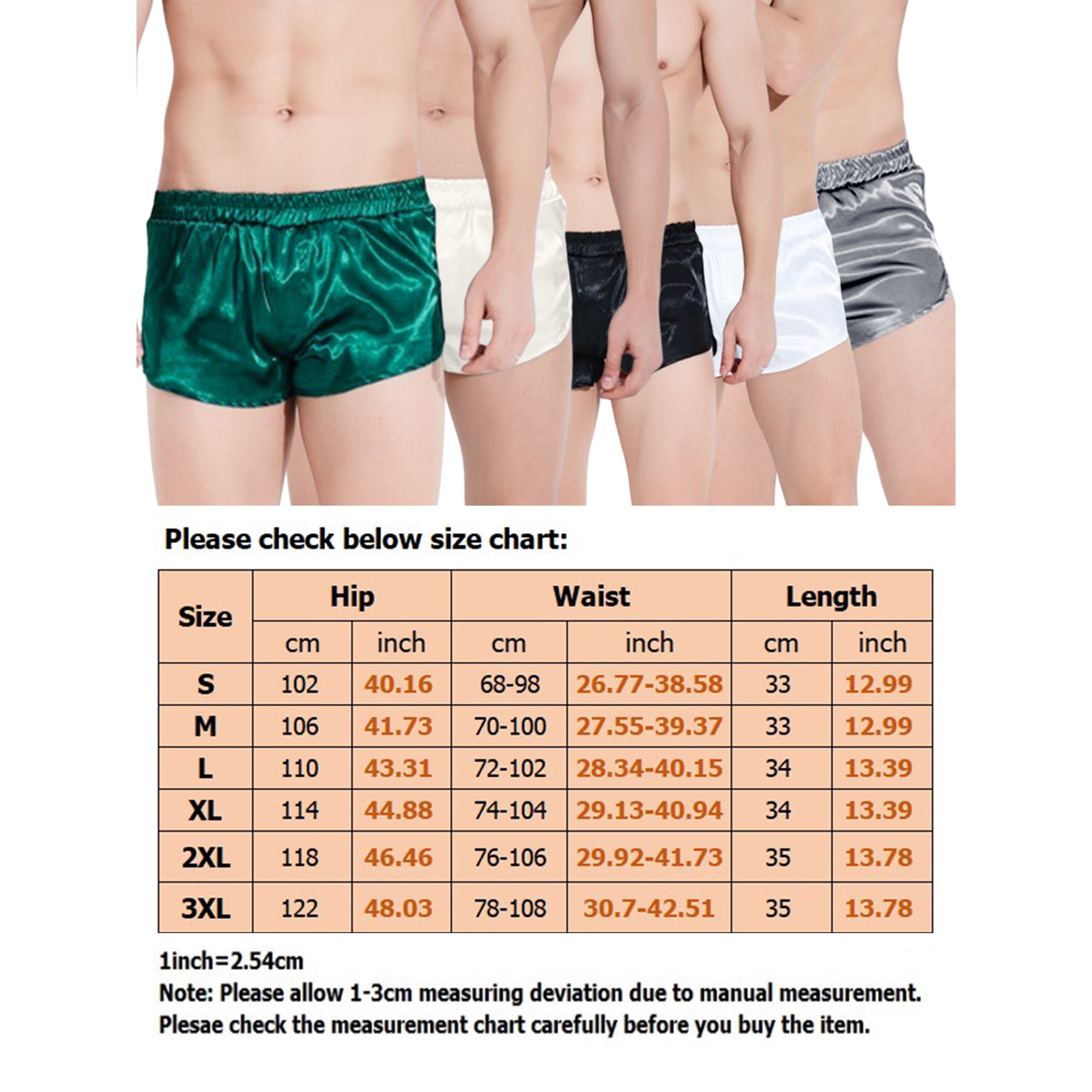 Luxur Mens Pajama Solid Sleepwear Boxers Satin Silk Shorts Plus Size Nightwear Sleep Bottoms Underwear Gray S Grey