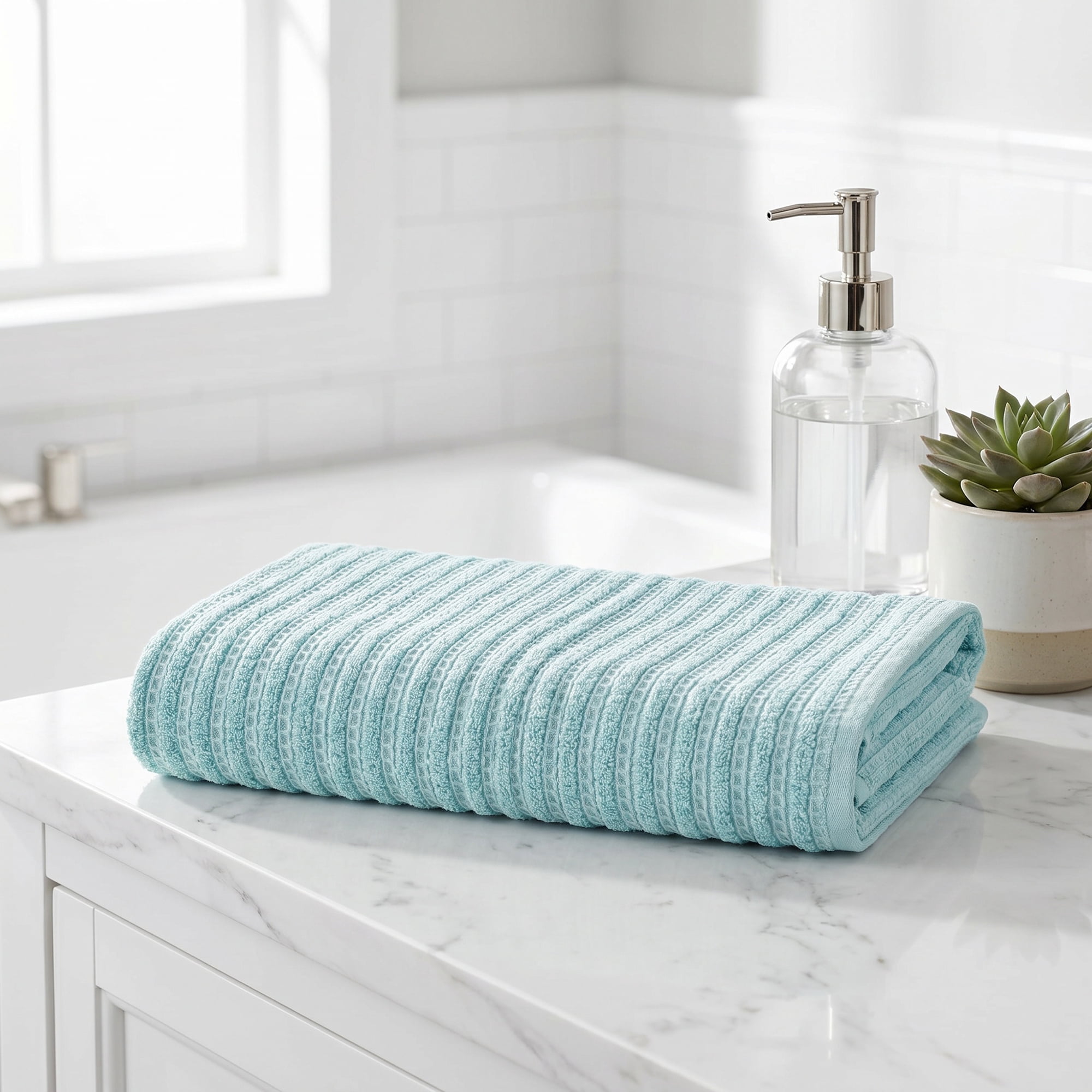 Unique Bargains Classic Bath Towel 2 Pack Blue/Royal Blue 55" x 28"