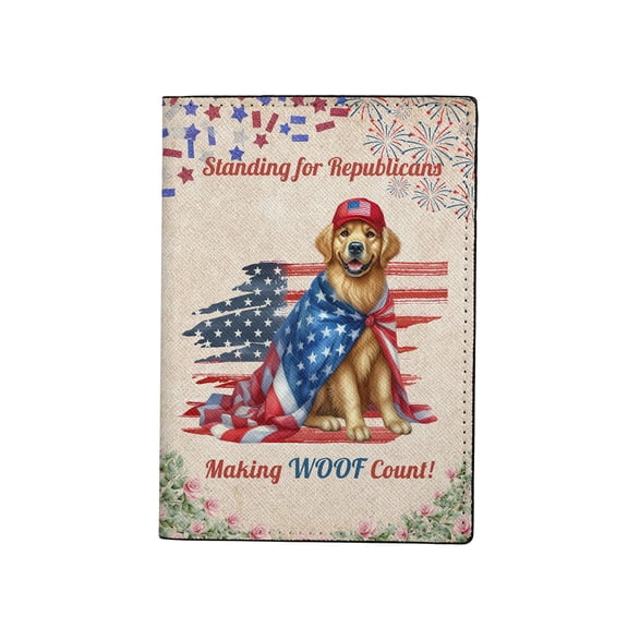 Republican Golden Retriever Making Woof Count Election 2024 Travel Passport Wallet Goldens Dog Lover Gifts Idea PU Leather Passport Holder Cover - 01002