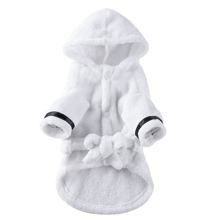 

Pet Bathrobe With Hood Thickened Luxury Soft Cotton Hooded Bathrobe Quick Drying And Super Absorbent Dog Bath Towel White L