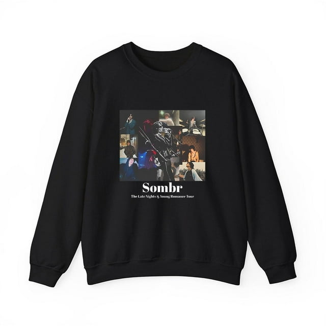 Sombr Merch The Late Nights & Young Romance Tour Chandail Molletonné à Col Rond Unisexe Hommes Femmes Manches Longues