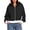 Black, variant on Women's Color Block Cropped Zip Up Hoodie Oversized Long Sleeve Full Zip Hooded Sweatshirt Jacket with Kangaroo Pocket