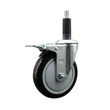 5 Inch Black Poly Swivel 1 Inch Expanding Stem Caster Total Lock Brake SCC