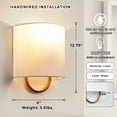 thumbnail image 2 of Modern Hand-Forged Iron Sconce with Linen Shade,Bedroom Wall Light Sconces,"Modern Bathroom Sconces, 2 of 9