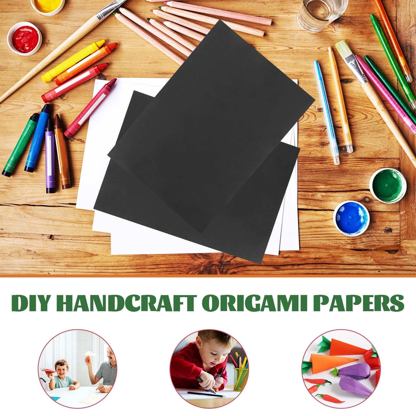 WHAMVOX 50 Pcs Pads Origami Materials Child 29.7x21cm Black