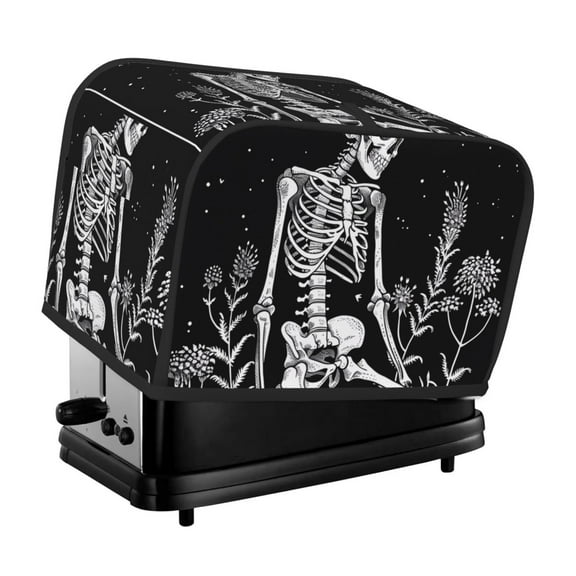 Kdxio Vintage Black white Plant skull Print Toaster Cover Bread Machine Cover Fits for Most Standard 2 Slice Toasters,Keep Toaster Free From Dust And Fingerprint Oven Dustproof Cover