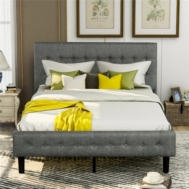Queen Bed Frame No Box Spring Required, Queen Bed Frame With Headboard For Box Spring And Mattress