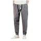 thumbnail image 2 of Pantalones largos para hombre, moda de verano, lisos, informales, con cintura elástica y bolsillos, 2 of 8