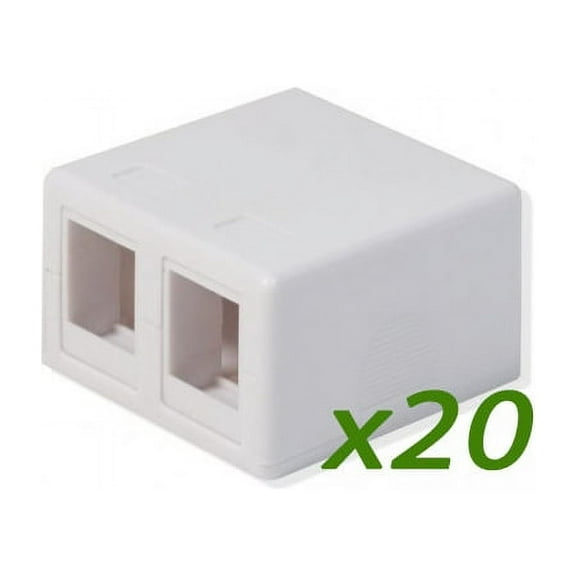 Logico (20Pack) SMB202 2-Port White Keystone Jack CAT5e/CAT6 Surface Mount Box