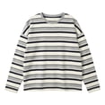 thumbnail image 3 of Azrian Women’s Striped Crewneck Long Sleeve Top,Oversized Long Sleeve Striped Pullover Sizes S-XL, 3 of 6