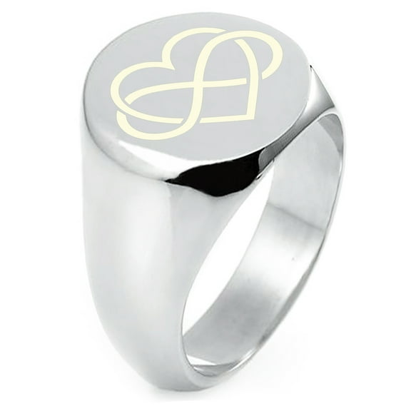 Sterling Silver Intertwined Infinity Heart Engraved Round Flat Top Polished Ring