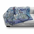 thumbnail image 3 of Paris Soft Flannel Fleece Throw Blanket, Young Woman French Hat and Funny Cat on Bicycle in French Street Watercolor, Cozy Plush for Indoor and Outdoor Use, 50" x 60", Multicolor, by Ambesonne, 3 of 6