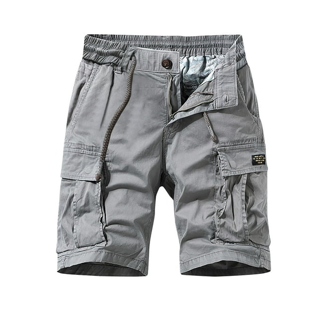 FRSASU Shorts de Randonnée pour Hommes Shorts de Golf Légers pour Travail Décontracté Voyage Shorts d'Extérieur avec Multiples Poches Fermeture Éclair devant Shorts de Sport Gris