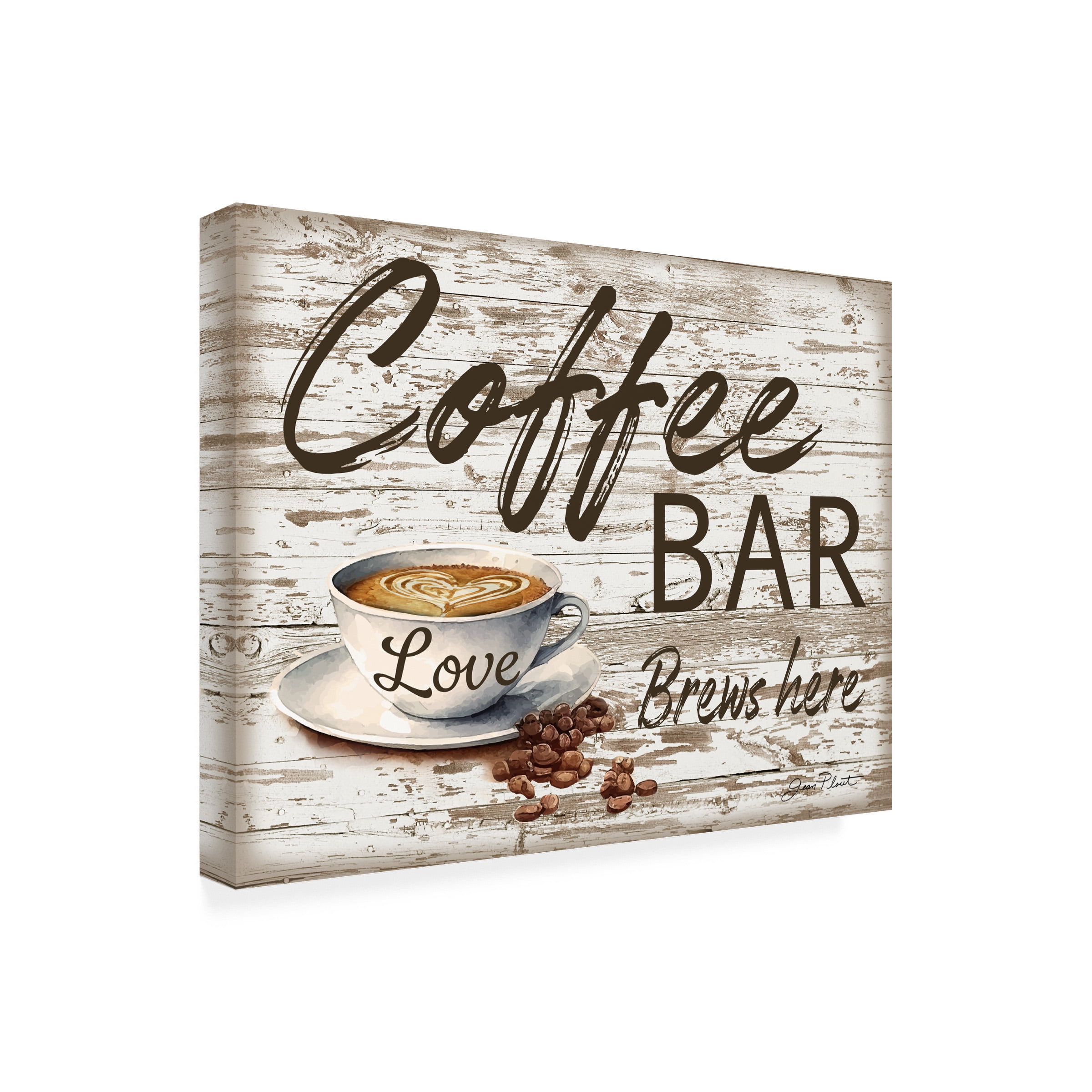Canvas Wall Art - Jean Plout 'Shiplap Coffee Sign 2' Wall Art for Living Room, Bedroom, or Office DÃ©cor by Trademark Fine Art - 24 x 18 Inches