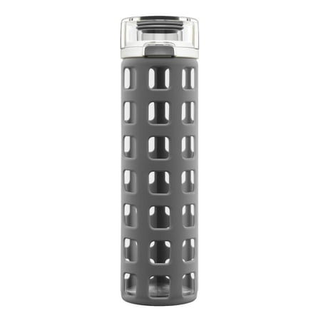 

Ello 20 oz Gray Glass Water Bottle with Flip-Top Lid