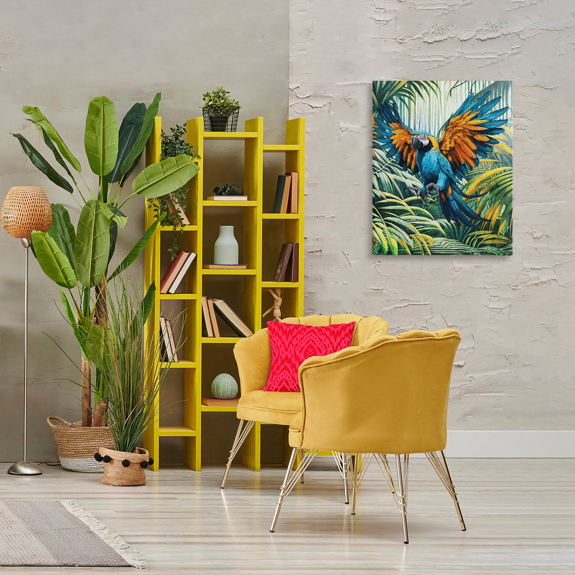Stupell Industries Parrot in Flight Animals Painting Wrapped Canvas Art Print Wall Art, 24 x 30