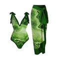 thumbnail image 2 of Yunliwuli Swimsuit with Cover up Set Summer Print Sleeveless Swimwear and Bandage Wrap Skirt for Women Beachwear Bathing Suits, 2 of 7