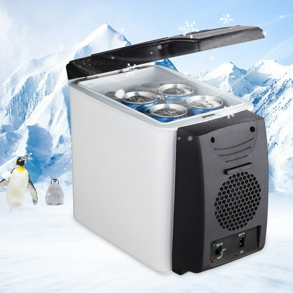 Car Refrigerator Portable 6L Mini Fridge Freezer DC12V for Car Truck Home Dual Cooling Heating Function Lightweight Low Noise Energy Saving Travel Picnic Office Strap