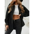 thumbnail image 5 of Asyoly Women Casual Button Down Shacket Jacket Long Sleeve Solid Color Oversized Trench Pea Coat Coat with Pockets, 5 of 7