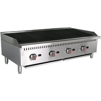 48 Inch Commercial Gas Charbroiler Grill – 120,000 BTU, 4 Burner Stainless Steel Countertop BBQ Broiler with Cast Iron Grates, Natural Gas/Propane Convertible, NSF Certified