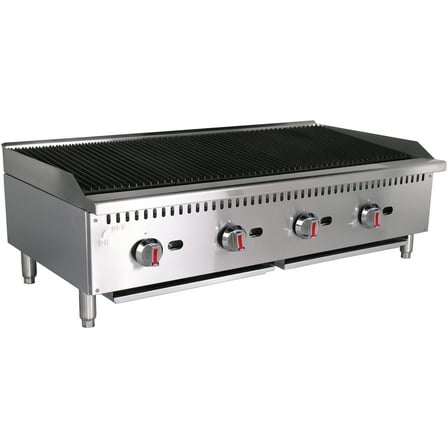 48 Inch Commercial Gas Charbroiler Grill – 120,000 BTU, 4 Burner Stainless Steel Countertop BBQ Broiler with Cast Iron Grates, Natural Gas/Propane Convertible, NSF Certified