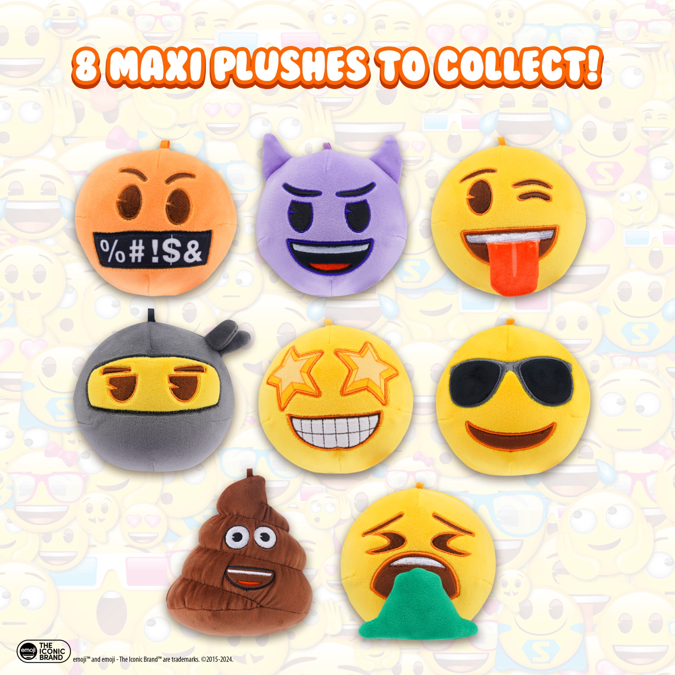 Emoji Plush MiraBall Mystery Ball with Stickers & Fidget Toys - Plushies Blind Box Cute Figures, Stuffed Animal Collectible Toys, Gifts, Prizes for Kids, Ages 3+ (4-Pack)