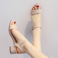 thumbnail image 3 of Sandalias de punta abierta para mujer Zapatos de tacón elegantes antideslizantes para viajes al aire libre (Beige 38), 3 of 9