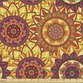 thumbnail image 2 of Ambesonne Vintage Fabric by the Yard Upholstery, Overlapped Mandala Pattern, 1 Yard, Pastel Yellow Dark Orange, 2 of 5