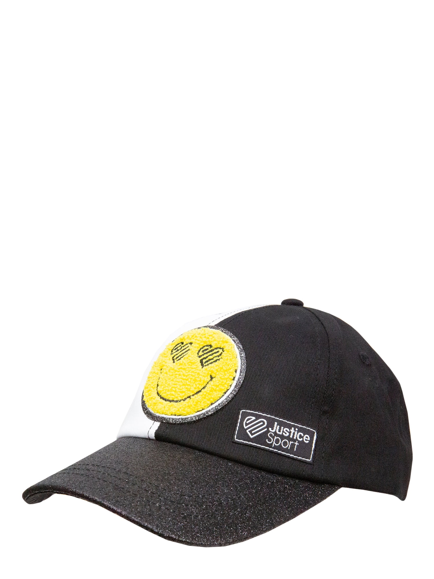 Justice Girls Black and White Smiley Face Baseball Style Hat