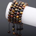 thumbnail image 2 of Natural Healing Power Gemstone Crystal Beads Unisex Adjustable Macrame Bracelets 8mm,Multi-Color Tiger Eye, 2 of 3