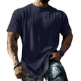 thumbnail image 3 of Yifymode Oversized Shirts for Men Vintage Short Sleeve Beach Vacation Tops Solid Casual Loose Fit Breathable Athletic T Shirts, 3 of 6